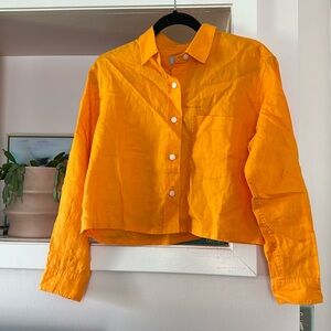 Everlane Orange Linen Crop Top